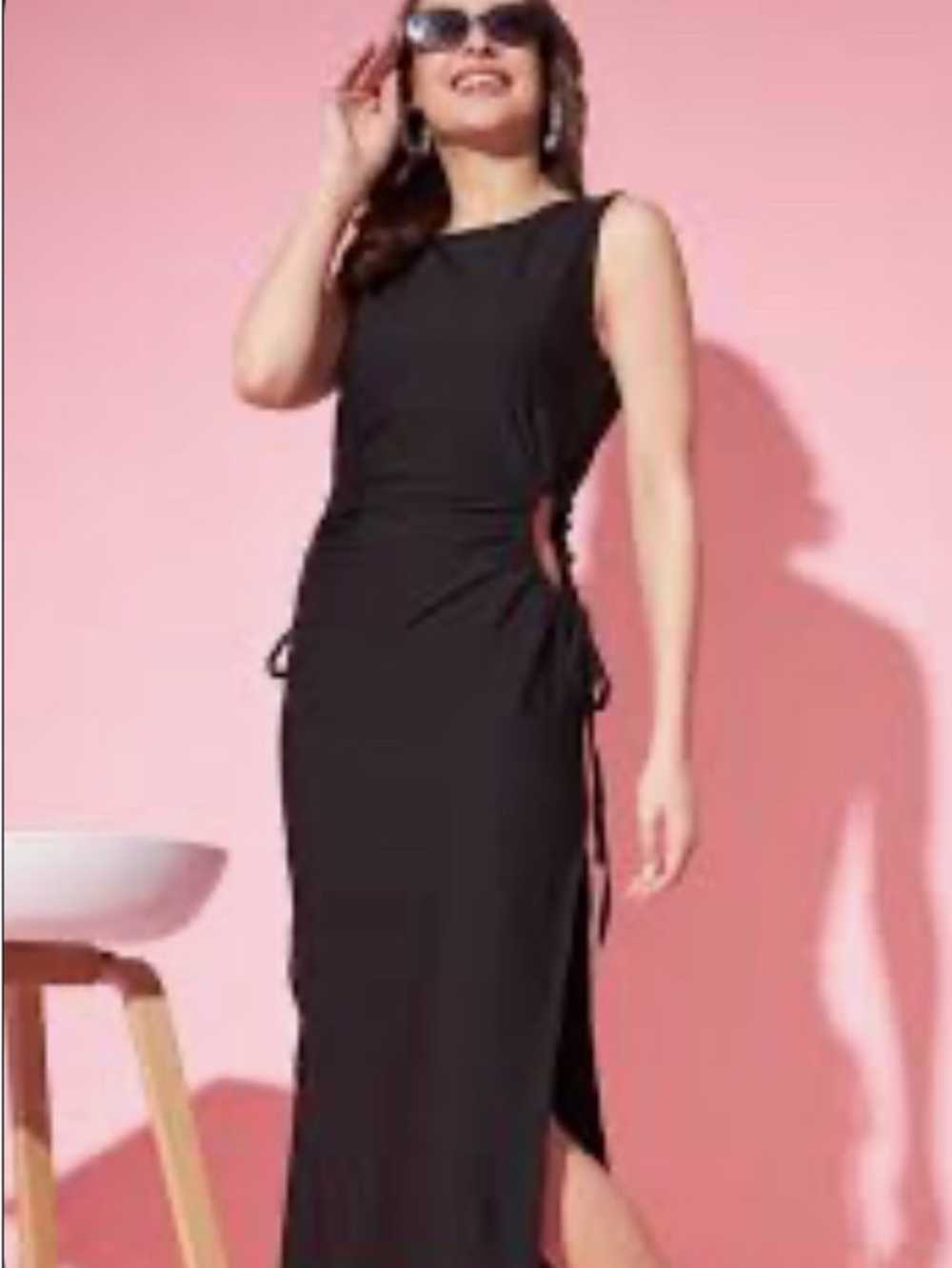 Drawstring open side dress